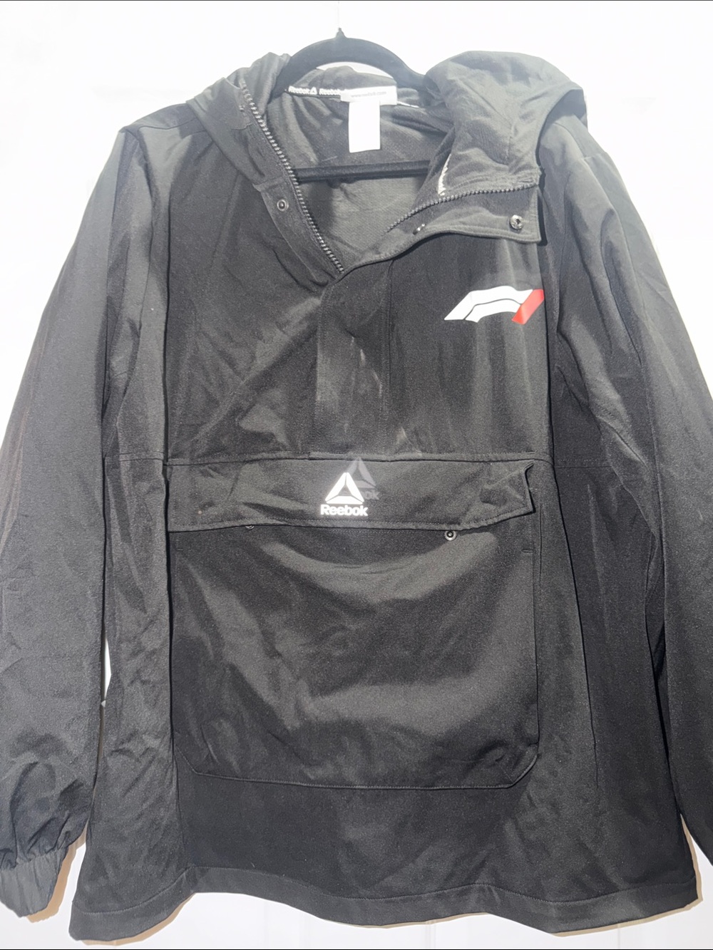 Reebok Black Windbreaker Anorak with Red Accent